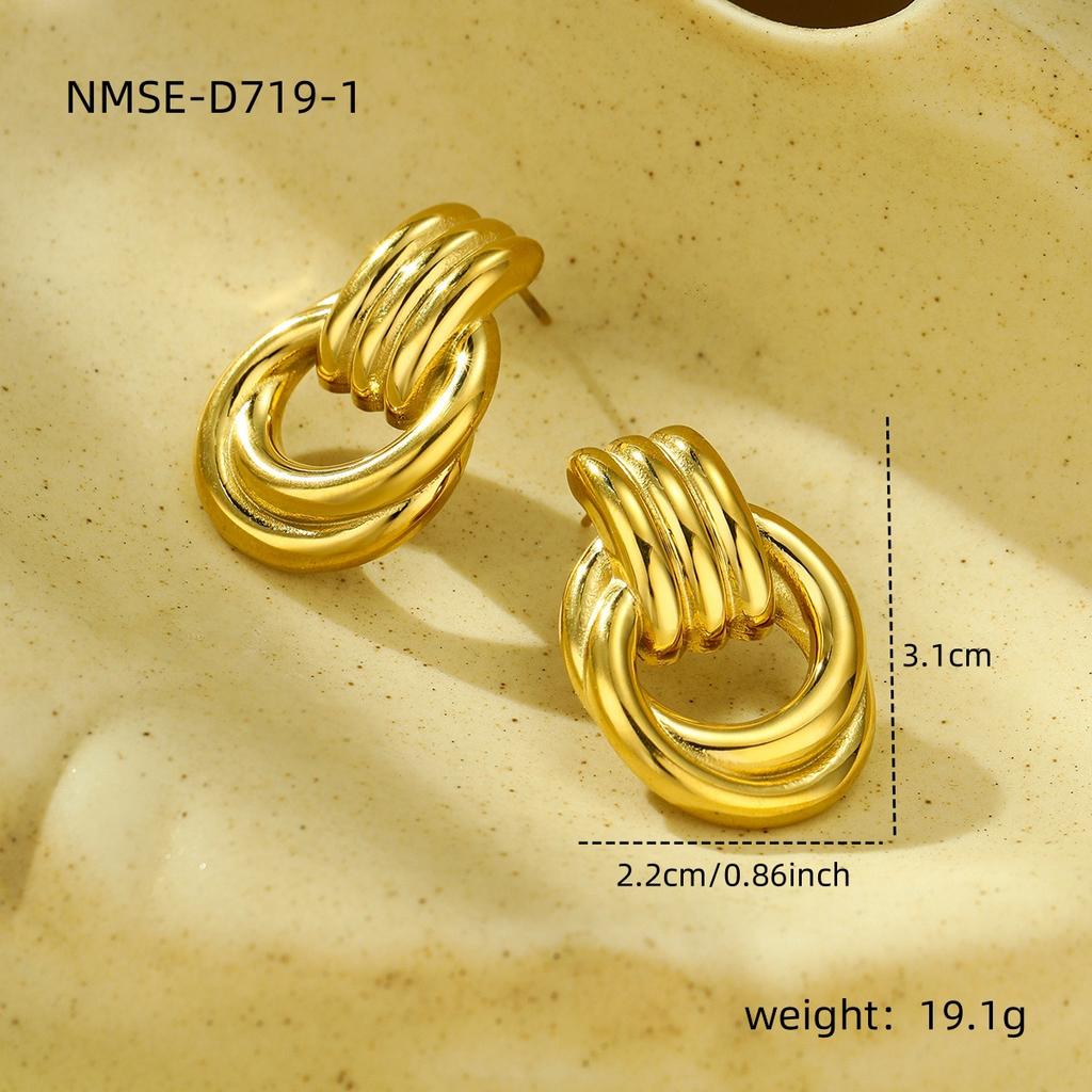 GEMCHIC Women's Stainless Steel Geometric Earrings Gold Silver Fashion Statement Studs