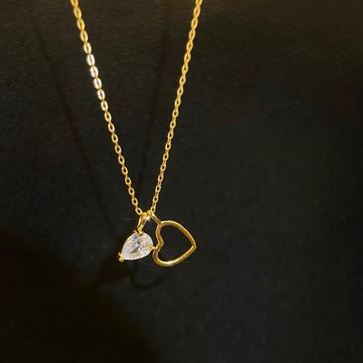 Hollow Love Zircon Necklace with Sweet Temperament and Girlish Clavicle Chain Light Luxury Necklace for Women
