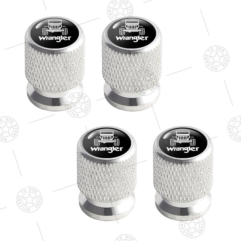 4pcs For Jeep Wrangler Renegade Cherokee Off-Road Vehicle SUV Logo Car Wheel Tire Valve Caps Air Stem Aluminum Accessories ANS1