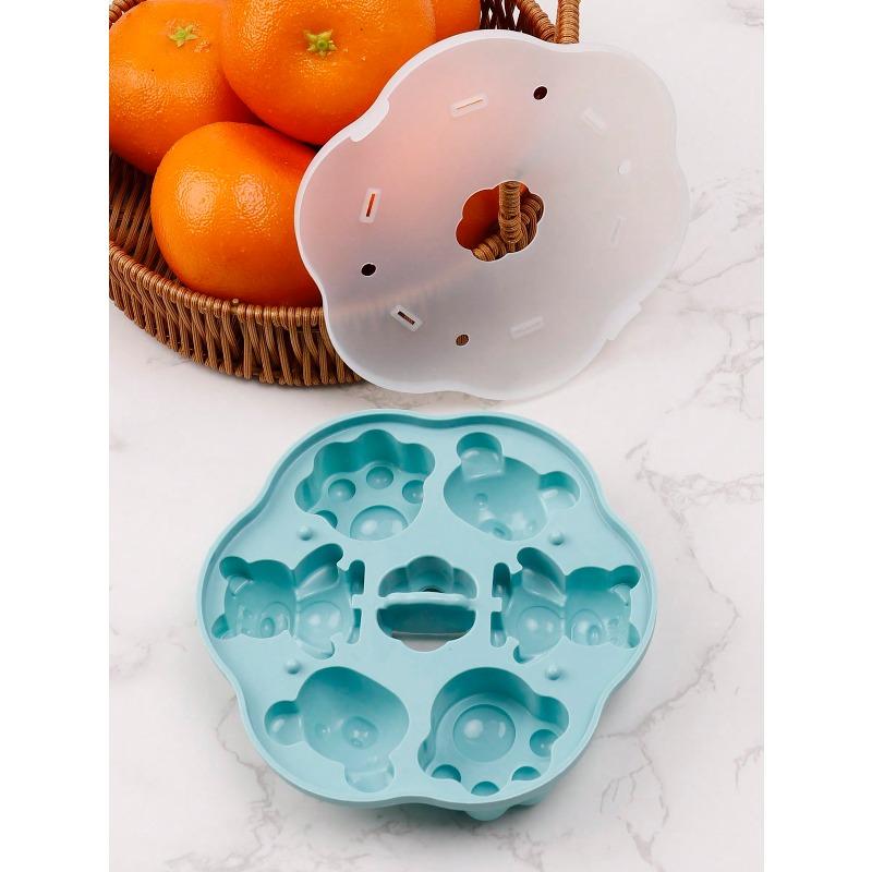 

Cavity Cute Animal Ice Cream Silicone Mold, Easy Release with Lid Design, Cartoon Cat Paw & Bear Shaped Ice Cream/Ice Cube Maker 1pc-blue