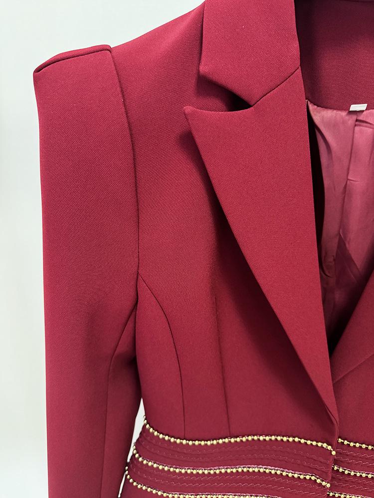 Spot 2026 Celebrity Temperament Slim Fit Two-Piece Suit with Copper Chain and Beaded Long Pants