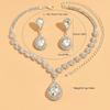 Colorful Crystal Water Drop Necklace & Earring Set for Women - Wedding & Party Jewelry (3 Pcs)