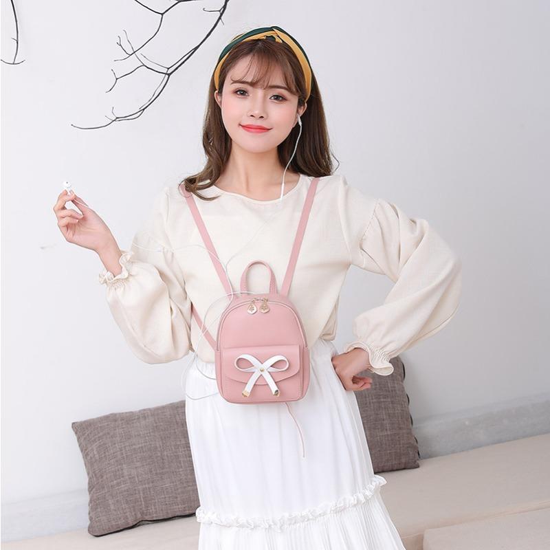 Big Bow Backpack Fashionable Multi-functional Small Backpack Versatile Single Shoulder Portable Messenger Women's Bag