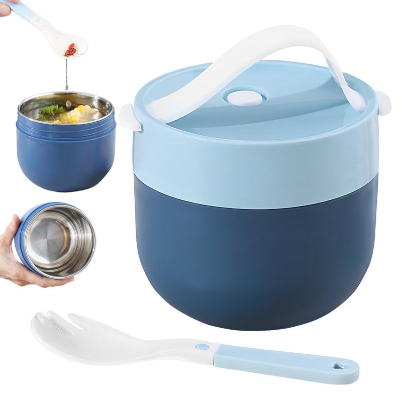 Insulated Soup Container Portable Food Bowl Leakproof Thermal Soup Container with Spoon for Kitchen Home Travel Camping