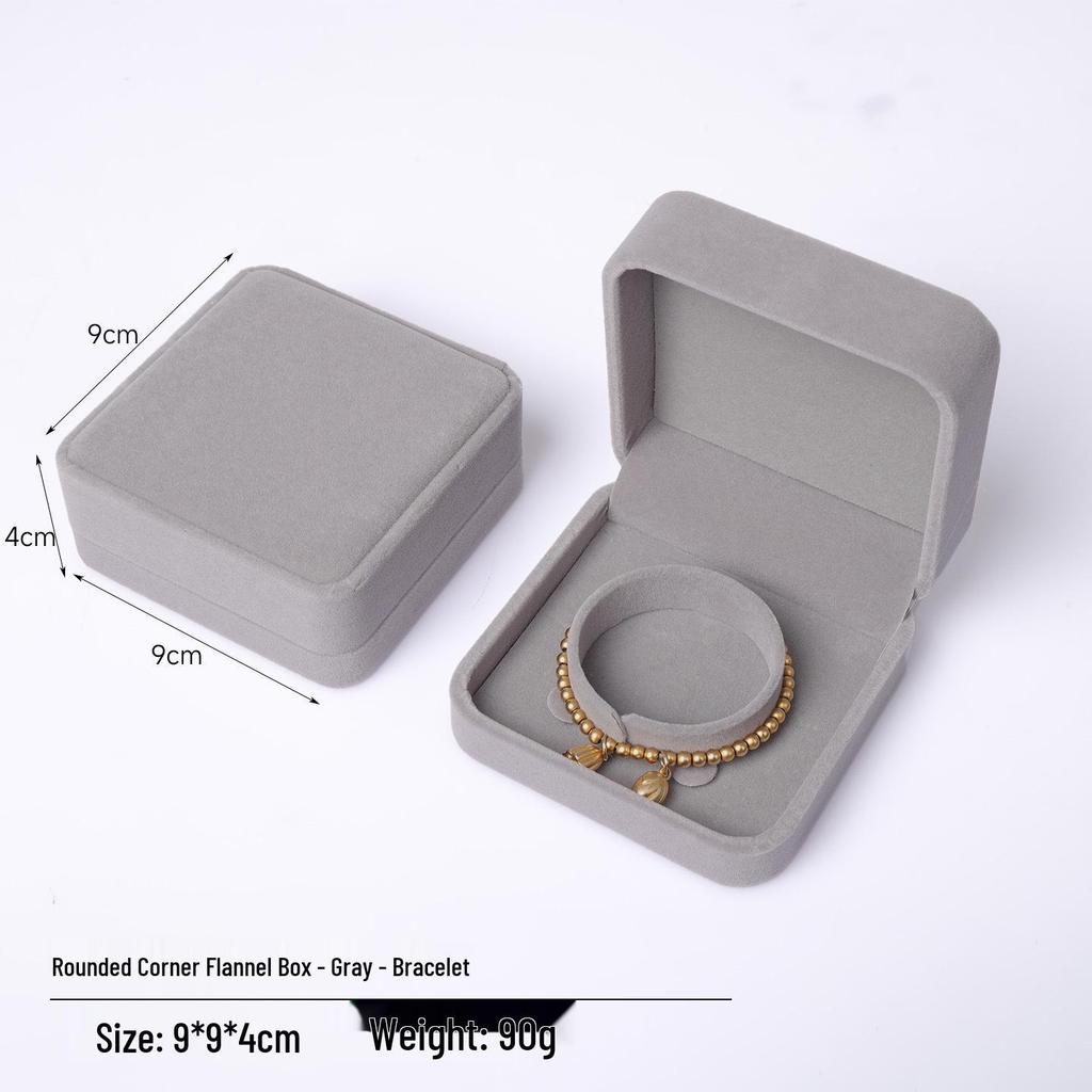 Rounded Corner Plush Jewelry Storage Box for Bracelets, Rings, and Necklaces