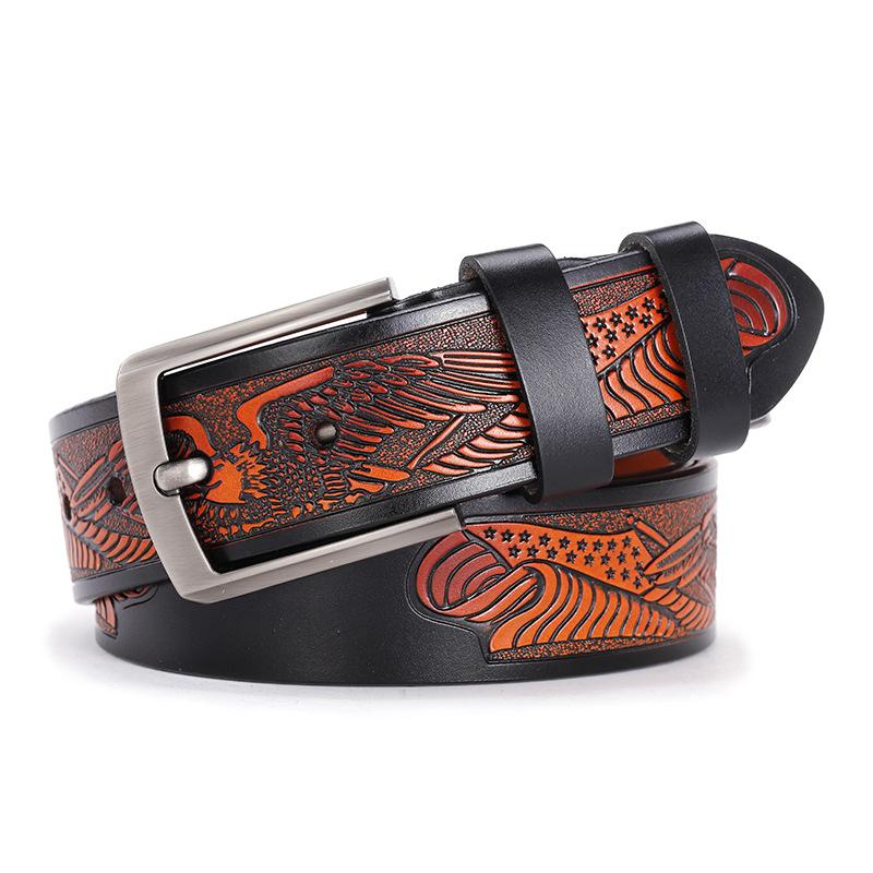 Leren Riem, Heren Leren Riem, Retro Pure Koeienhuid Riem Voor Mannen 110cm black