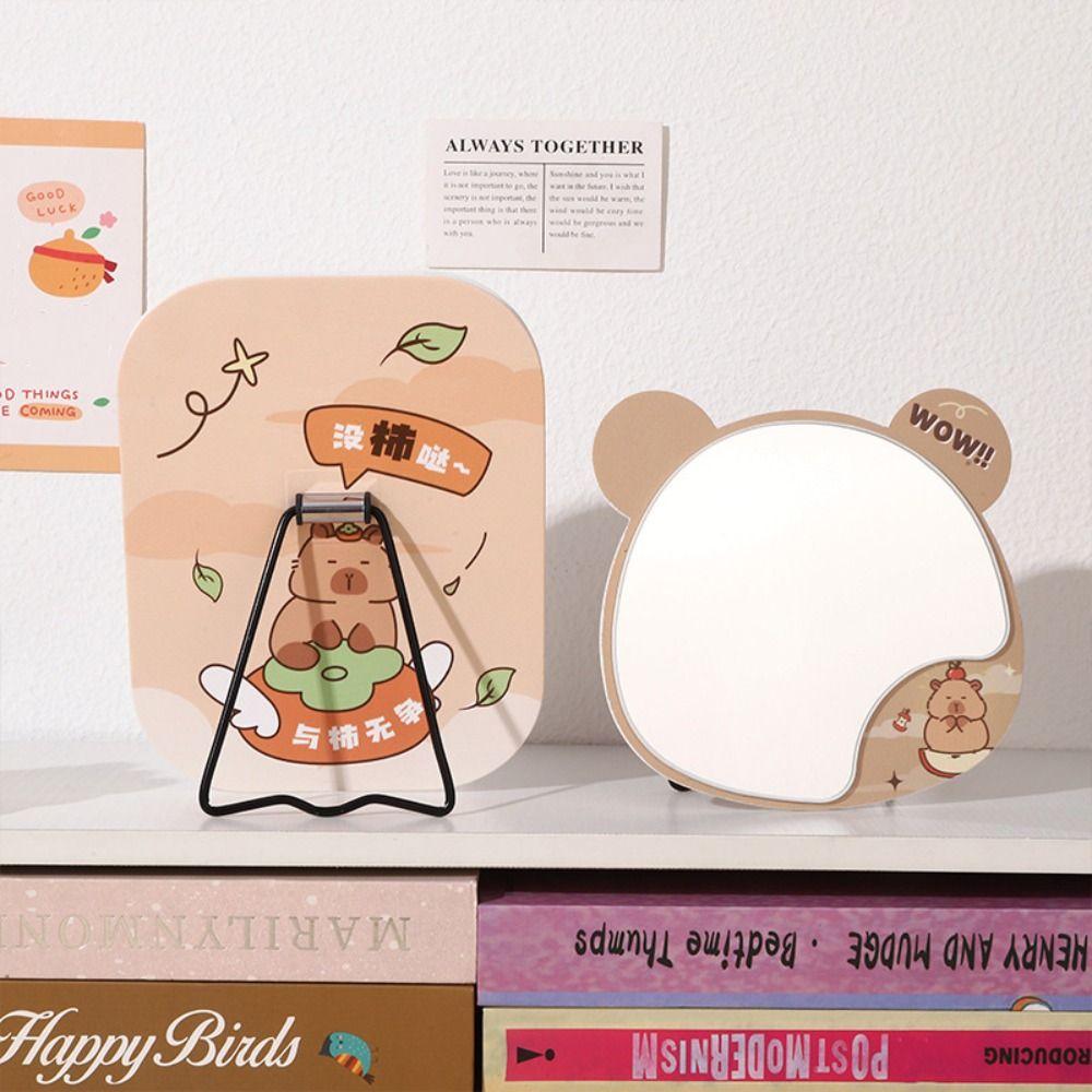 Cartoon Standing Makeup Mirror Adjustable Single-sided Mirror Creative Folding Makeup Mirror  Gift