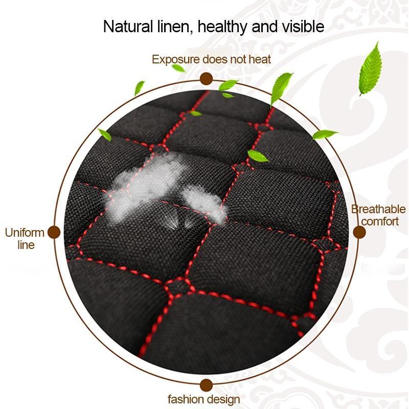 SEAMETAL Flax Car Seat Cover Four Seasons Front Linen Fabric Cushion Breathable Protector Mat Pad