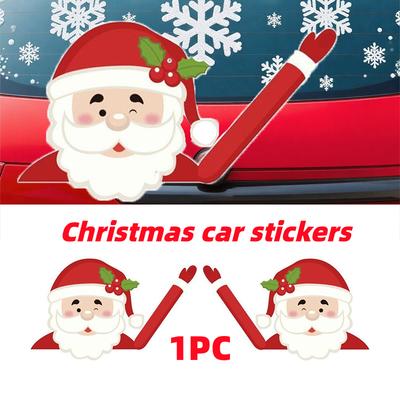 Car Decorate Christmas Santa Claus Waving Sticker Car Rear Wiper Decal Windshield Wiper Decal Tags Rear Wiper Stickers Cute Auto