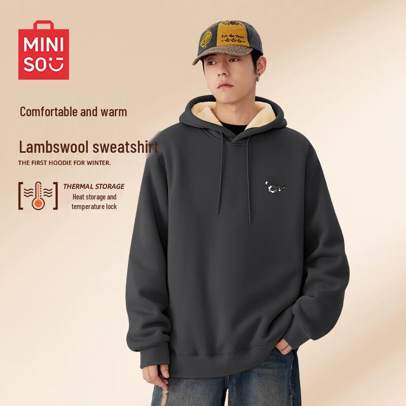 

MINISO Men s Fleece-Lined Hooded Sweatshirt XL
