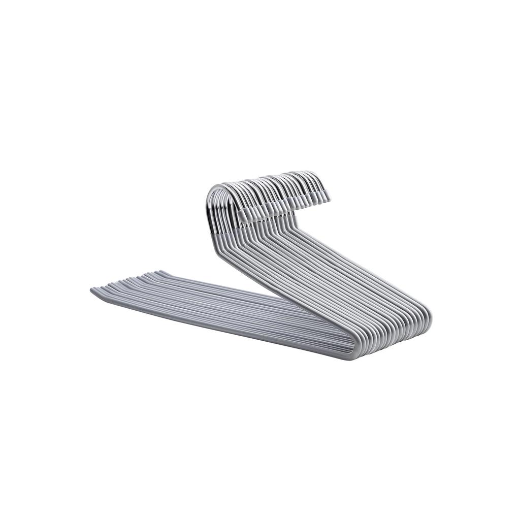 SONGMICS Pack of 20 Metal Trouser Hangers with Open End and Non-Slip Coating, Space Saving, 38 cm Wide, Grey