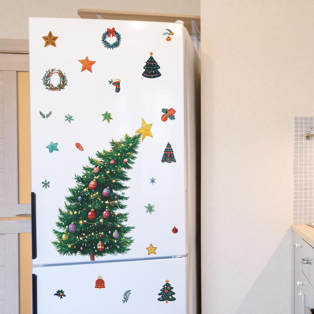Christmas Tree Star Garland Kitchen Refrigerator Sticker Home Beautification Decorative Wall Sticker