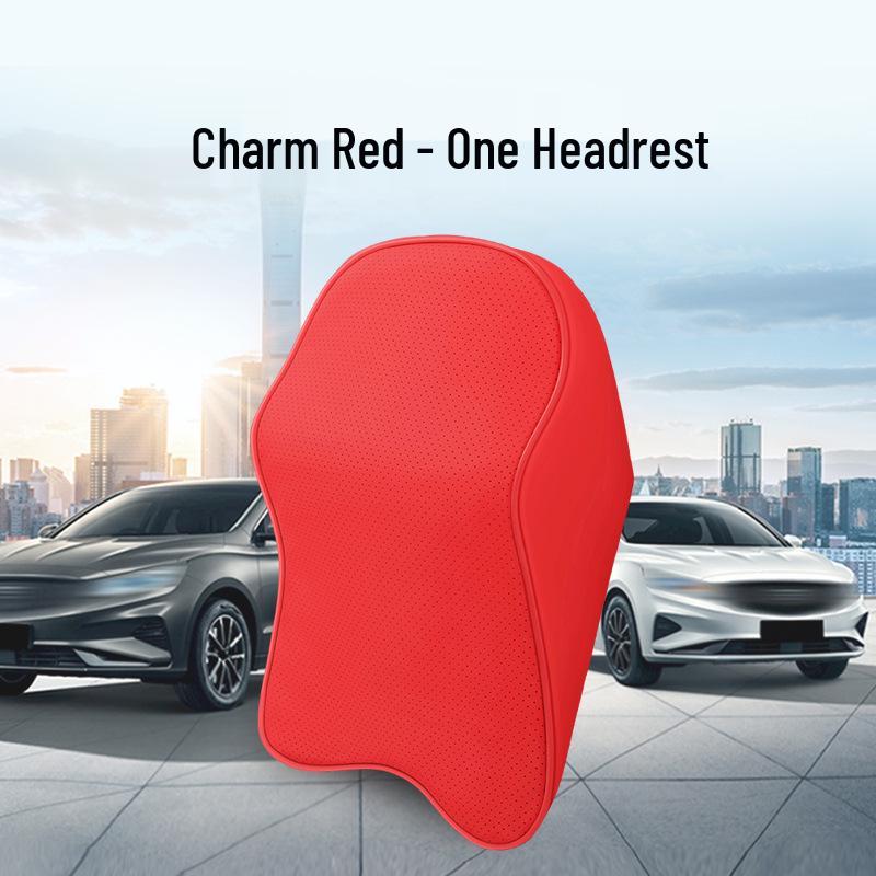 Nappa Leather Memory Foam Car Headrest & Lumbar Pillow Cushion
