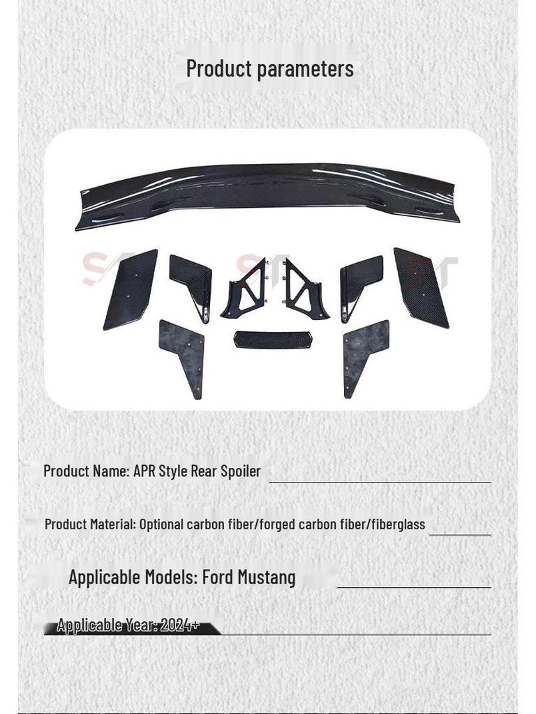 2024 Ford Mustang Carbon Fiber APR Style Rear Spoiler Wing Modification