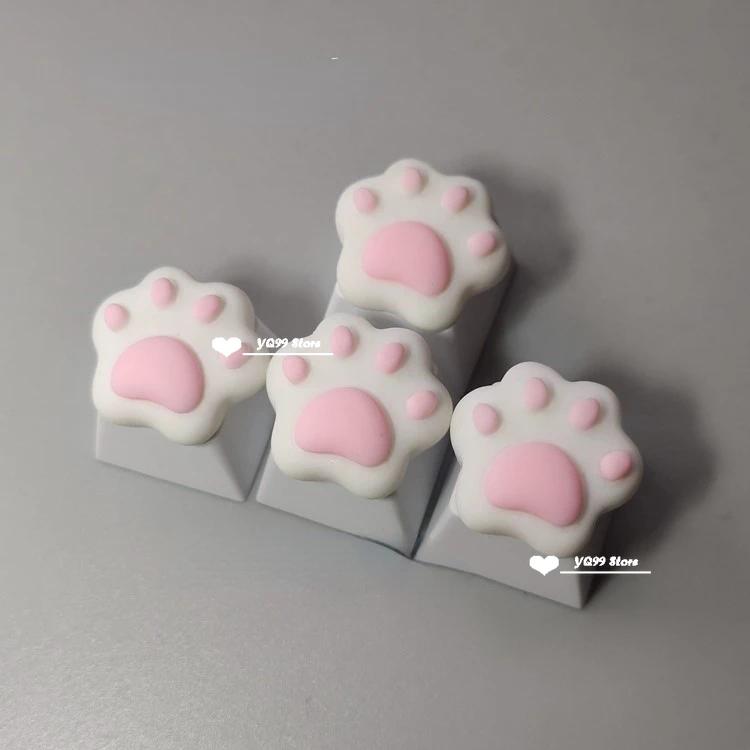 4pcs/set Lovely Cat Claw Key Cap Personality Cat Paw Keycaps for Mechanical Keyboard R4 Arrow Keys Pink Cute DIY Keycaps