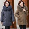 Fat Mama Winter Thick Warm Plus Size Cotton Jacket for Middle-Aged & Elderly Women - Loose Fashion Padded Down Outerwear