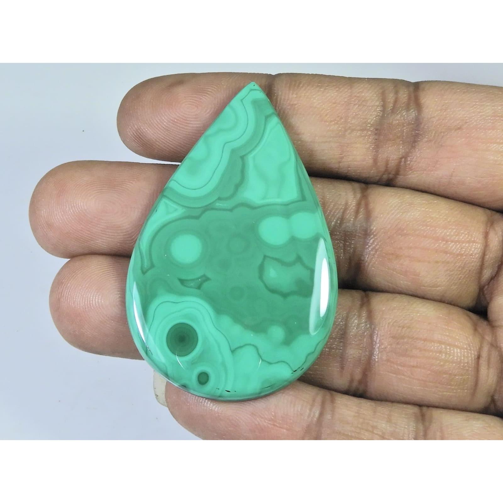 

84Cts. Natural Green Malachite Pear Shape Cabochon Loose Gemstone 34X54X03MM D-373
