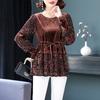 Vintage Elegant Flocking Lantern Sleeve T-shirt Spring New Women's Shirring Lace Up Fashion Spliced Solid Color Tops