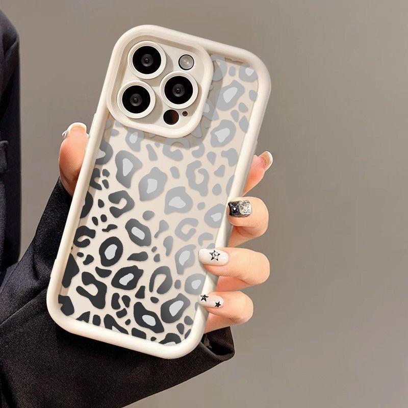 Black and gray leopard print for iPhone17 ProMax mobile phone case 14 Apple 13 matte 12/15 Premium 11