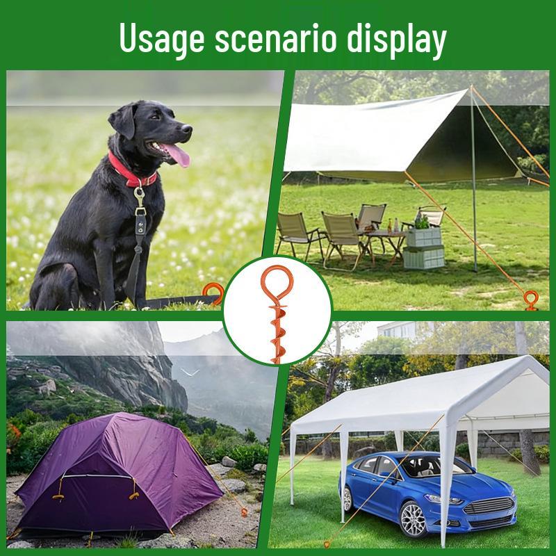 Windproof Orange Spiral Tent Peg - Screw-In Ground Anchor for Outdoor Use