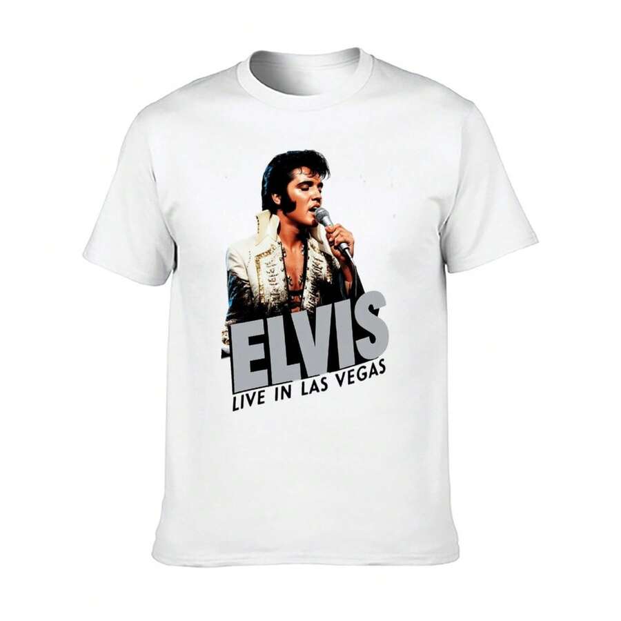 

Unisex s Short Sleeve T-Shirt Vintage Rock n Roll King Live In Las Vegas Neon Graphic Tee M