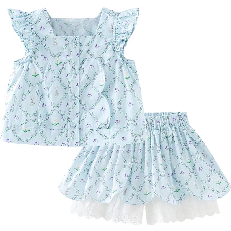 Minibala Girls  Pure Cotton Summer Skirt Set 90