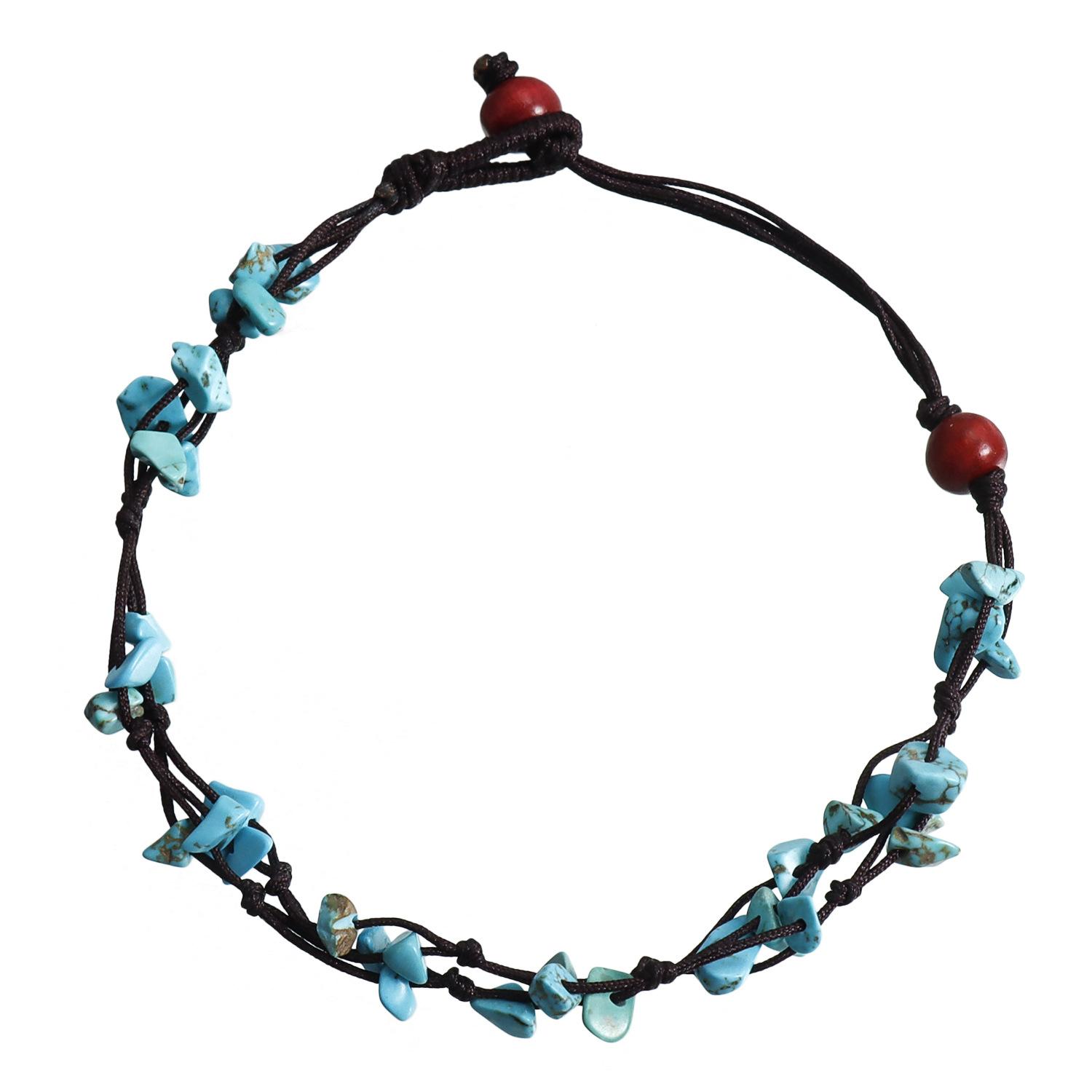 

European and American popular beach leisure adjustable foot accessories, fashionable gravel personalized hand-braided rope bracelet anklet dual-purpos
