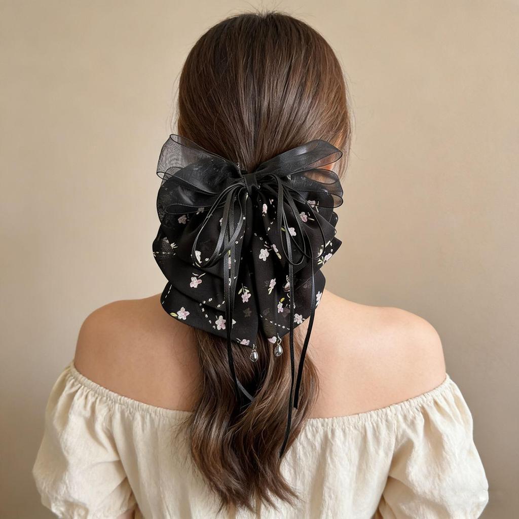 Polka Dot Bow Claw Clip: Elegant Women's Hair Accessory