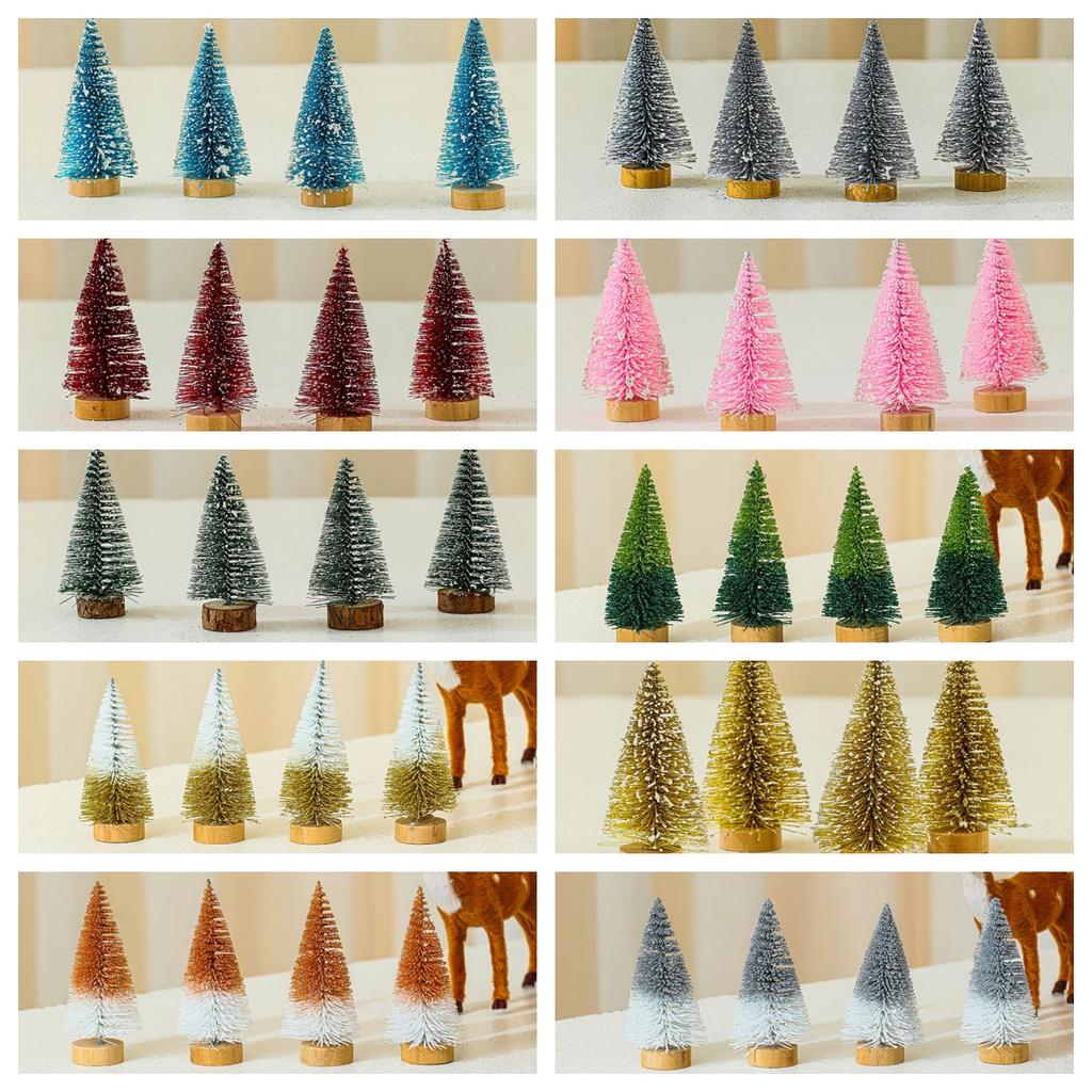 Mini Colorful Christmas Tree Pine Tree with Wooden Base Christmas table decorations Xmas Ornaments 2024 New Year Gifts Merry Chr