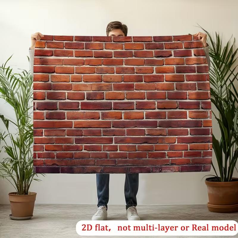 Red Brick Wall Tapestry, Rustic Brick Print Wall Hanging Decor