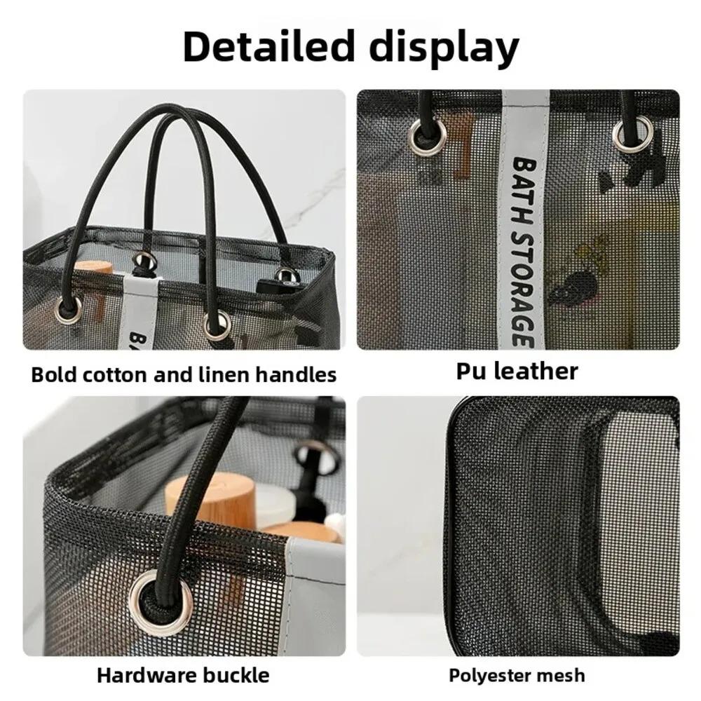 1PC Cesto da bagno di grande capacità Rete drenante Borsa da bagno Portatile a mano Borsa da toilette da viaggio Cesto portaoggetti per bucato sporco