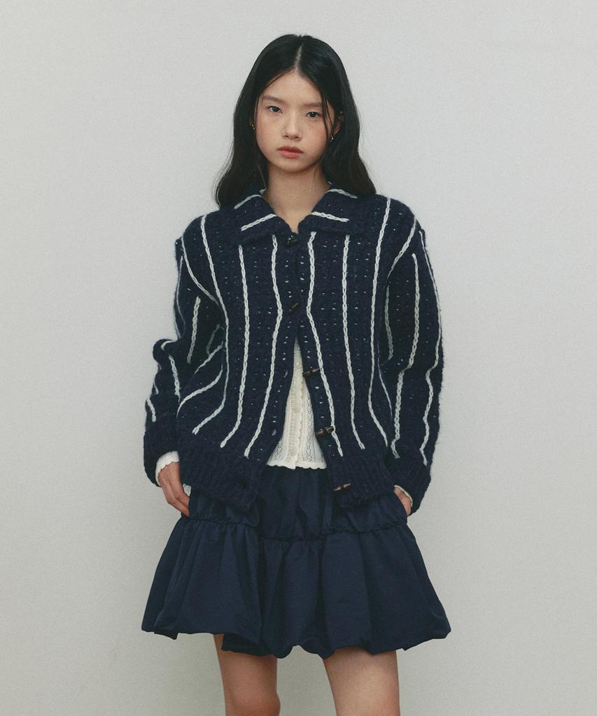 SSEMI Collar Line Cardigan(Nv)