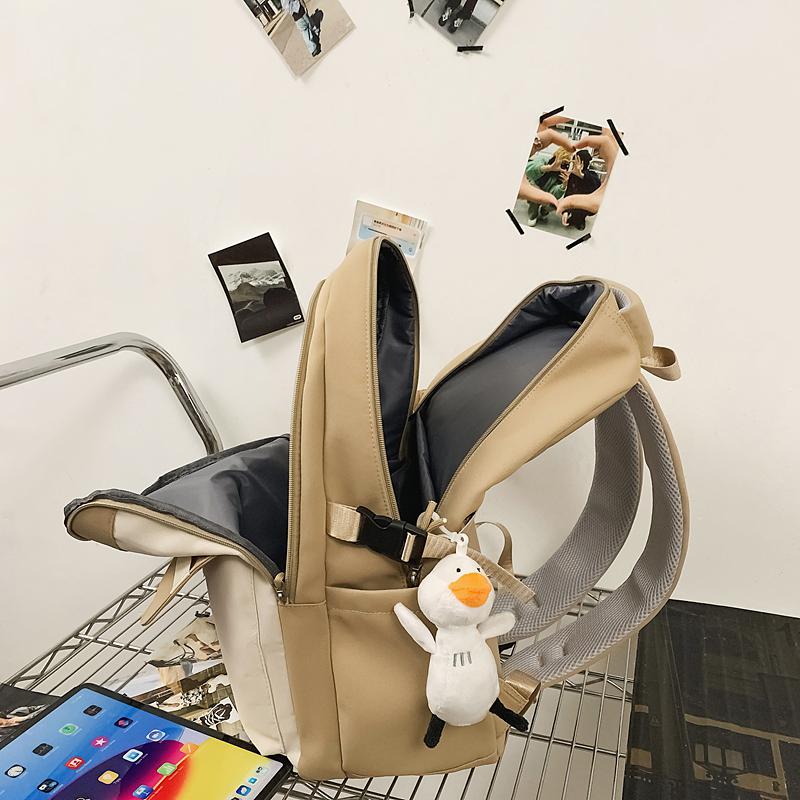 Women Large Capacity Backpack Boys Girls Color Contrast Backpack Student Schoolbag