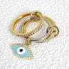 INS Trendy Eye Pendant Charm Rings Set For Women Iced Out CZ Double Color Stainless Steel Spinelli Ring New Fashion Jewelry Gift