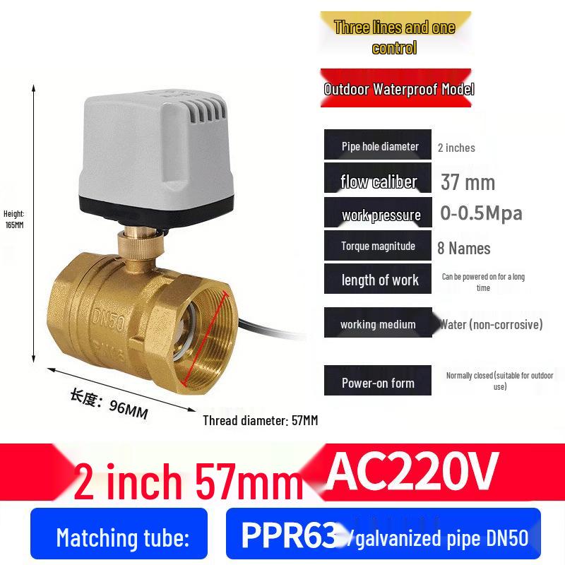 220V DN15 Měděný závitový elektrický kulový ventil pro regulaci vody
