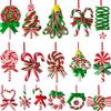 16Pcs Wooden Christmas Lollipop Ornaments - Colorful Candy Cane Peppermint Pendants | Xmas Tree Hanging Decor & DIY Craft Supply
