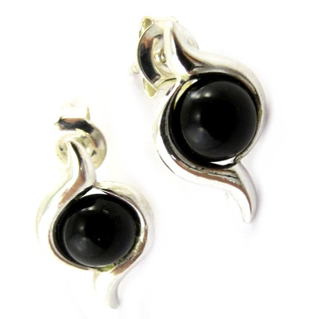 Les Trésors De Lily [H5564] - Silver Earrings 'Jet Black Goddess'