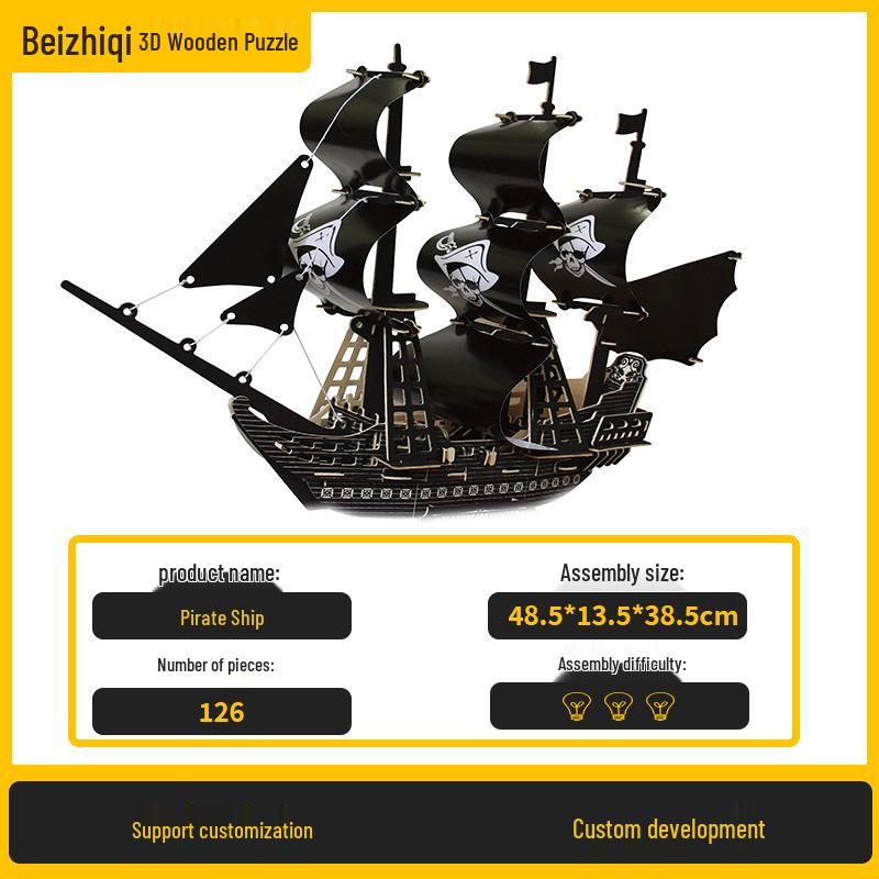 Beizhiqi 3D Wooden Sailing Boat Puzzle Model Toy