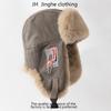 Unisex Winter Lei Feng Hat: Windproof, Warm Ear Protection with Plush Applique and Chain.