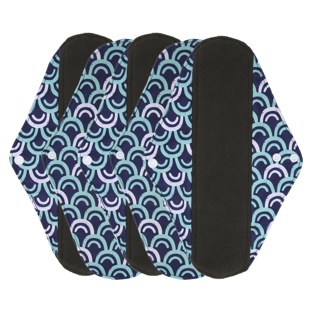5pcs Washable Reusable Sanitary Pad Women Travel Portable Soft Brthable Printed Elegant Menstrual Pad