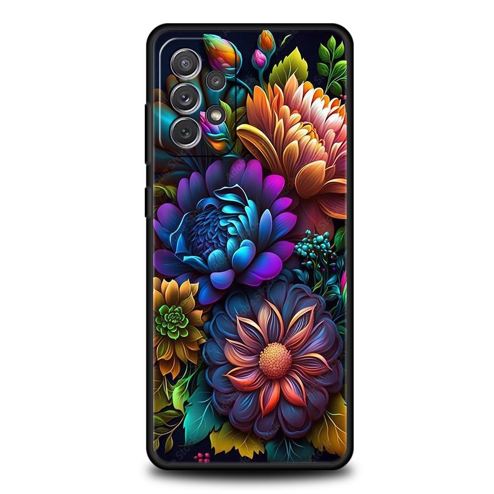 Colorful Flower Phone Case for Samsung Galaxy A55 A35 A15 A14 A25 A54 A51 A71 A72 A73 A32 A52 A52S A41 5G Silicone Shell Capas