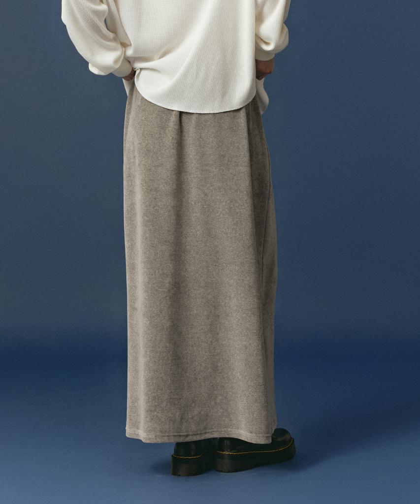 Rosiro Velvet Straight Long Skirt Gray