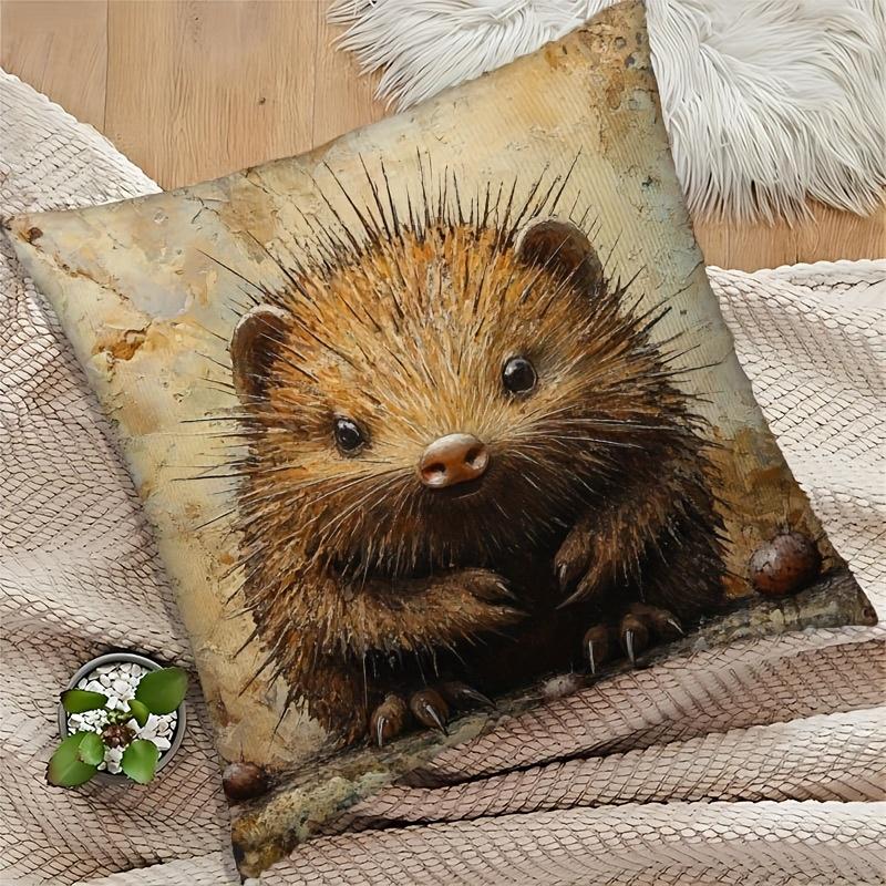 Rusty Feeling Hedgehog Cushion Covers Chair Living Room Pillowcase Cozy Zipper Sofa Pillow Covers Bedroom Indoor Home Decor