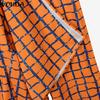 VONDA Women Outfits Plaid Print Long Flare Sleeve Blouse and Wide Leg Pants Casual Two Piece Suit