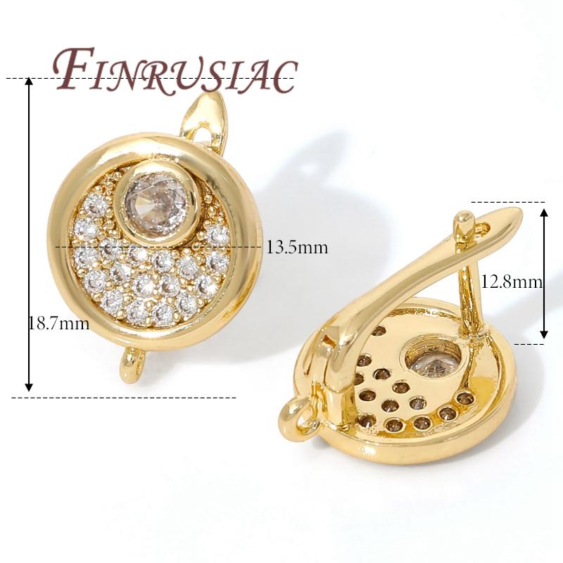 

18K Gold Plated Shvensy Earring Hooks Clasp,Brass with Zircon Earring Findings,Fasteners For Earrings,DIY Jewelry Accessories 1 pair
