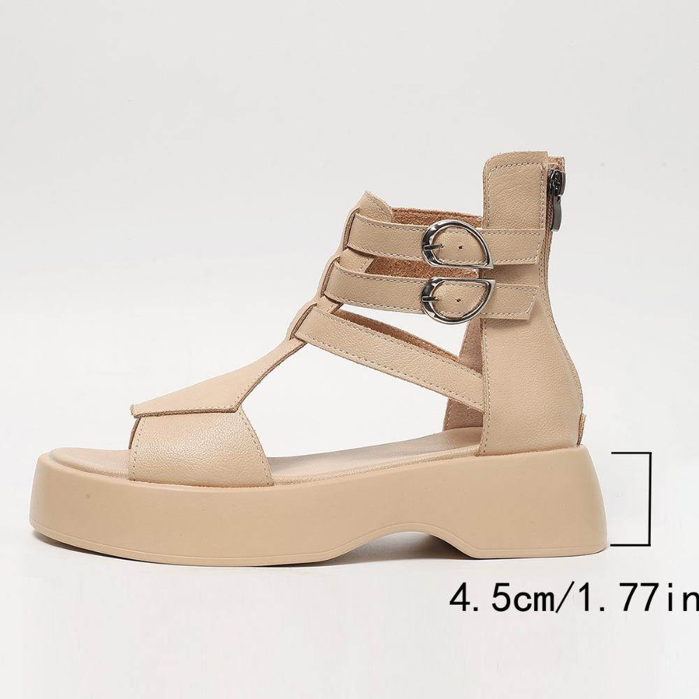 Fashion Retro Women Sandals Fashion Leather Women Boots Breathable Platform Shoes Designer Mid Heels Women Wedges Shoes Sandalias Mujer
