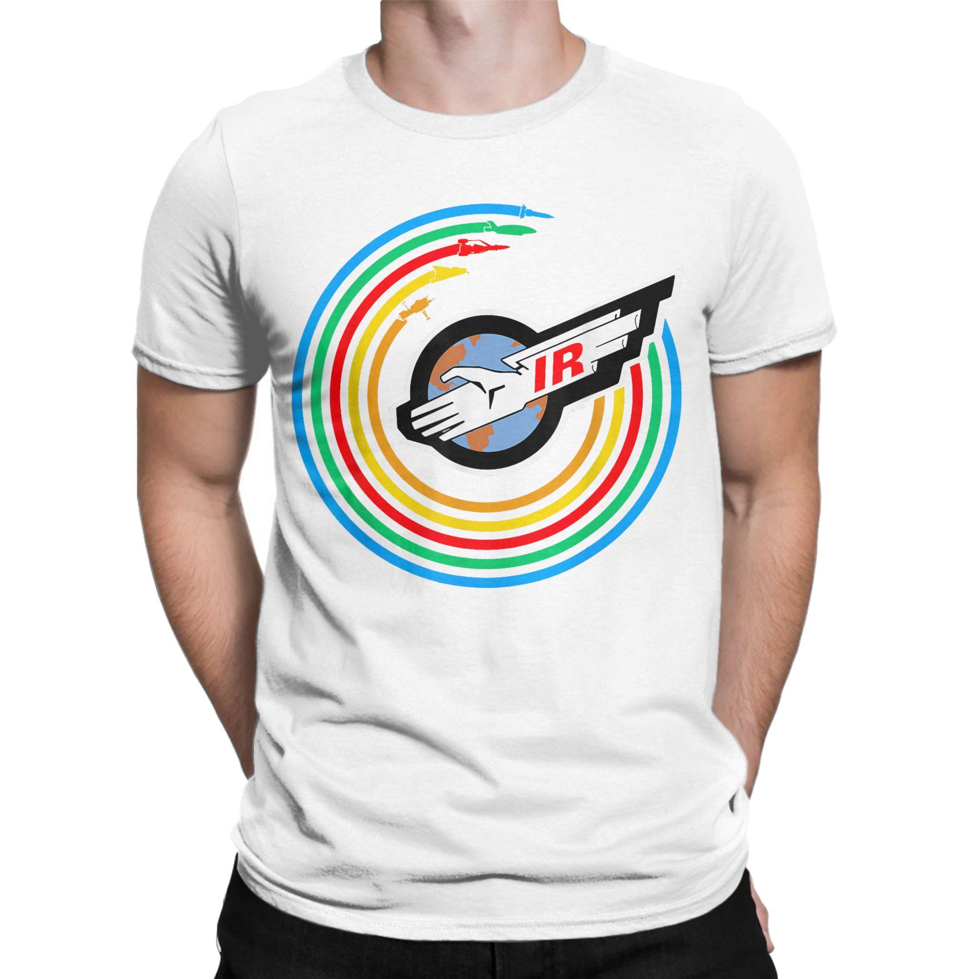 

Thunderbirds International Rescue Logo T-Shirts Men Colour Rainbow Novelty Cotton Tees Short Sleeve T Shirts Plus Size Clothes L