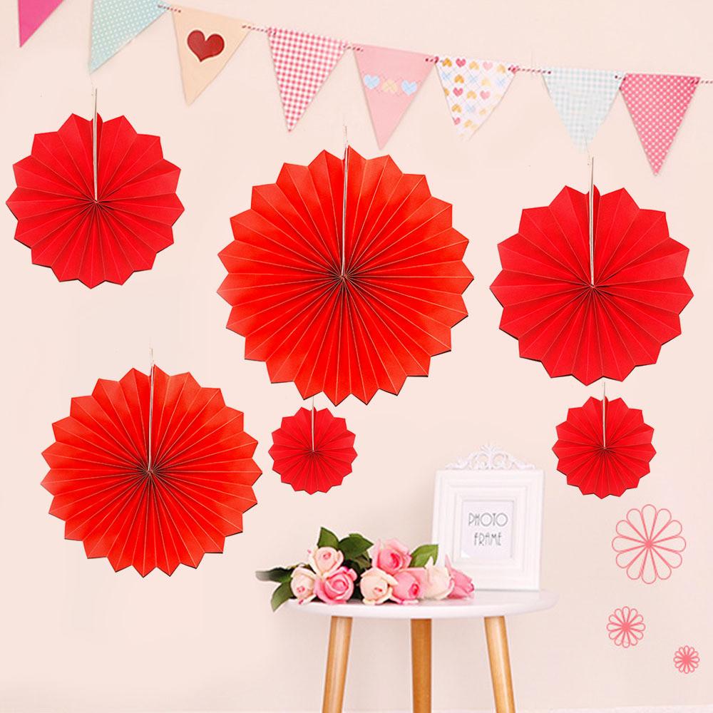Vibrant Set Of 6 Paper Fans For Party Decoration And Atmosphere Enhancement