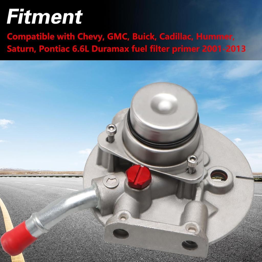 Fuel Filter Primer Rebuild Seal Kit with Billet Aluminum Air Bleeder Screw and Viton O-Rings Compatible with Chevy GMC LB7 LLY LBZ LMM LML 6.6L