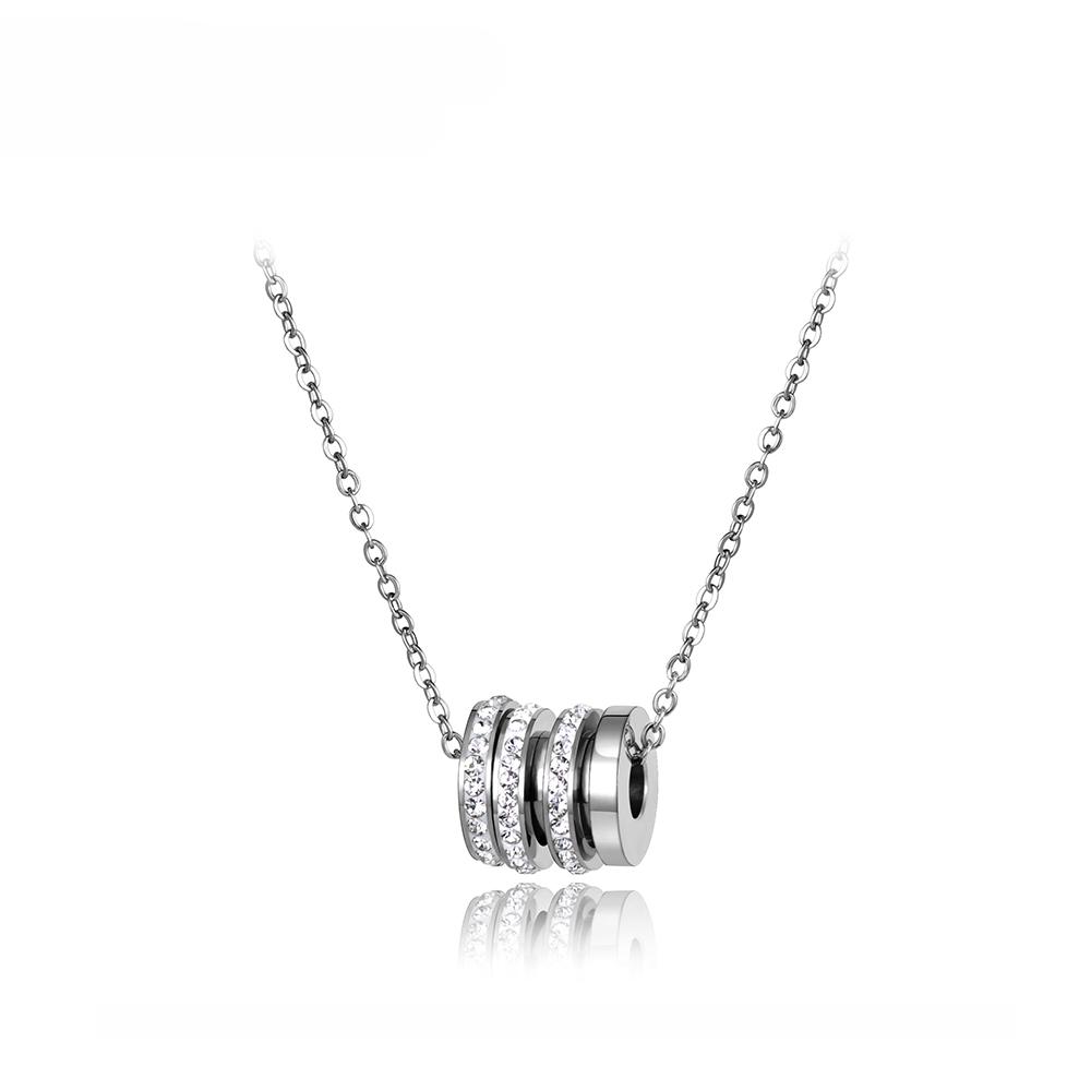 Lokaer Classic Cubic Zirconia Circle Chokers Necklaces Pave Setting Rhinestone Gold Color Stainless Steel Female Jewelry